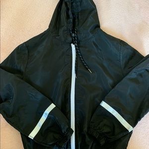 black windbreaker